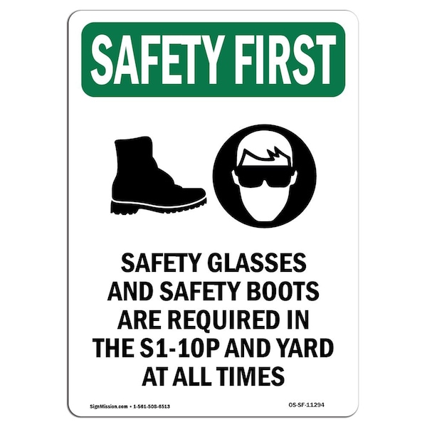 OSHA Sign, Glasses And W/ Symbol, 18in X 12in Aluminum, 12" W, 18" H, Portrait, OS-SF-A-1218-V-11294